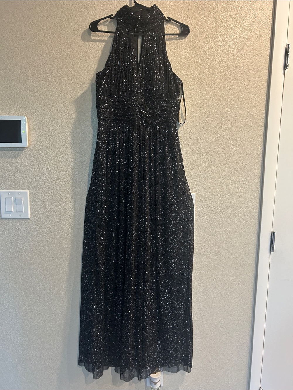 Eliza J Black Sparkle Halter Maxi Dress